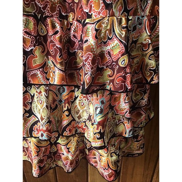 Fit 4 You Orange Tropical Bathing Suit Tankini Top 24W Built In Bra 3 Tier - Picture 2 of 8